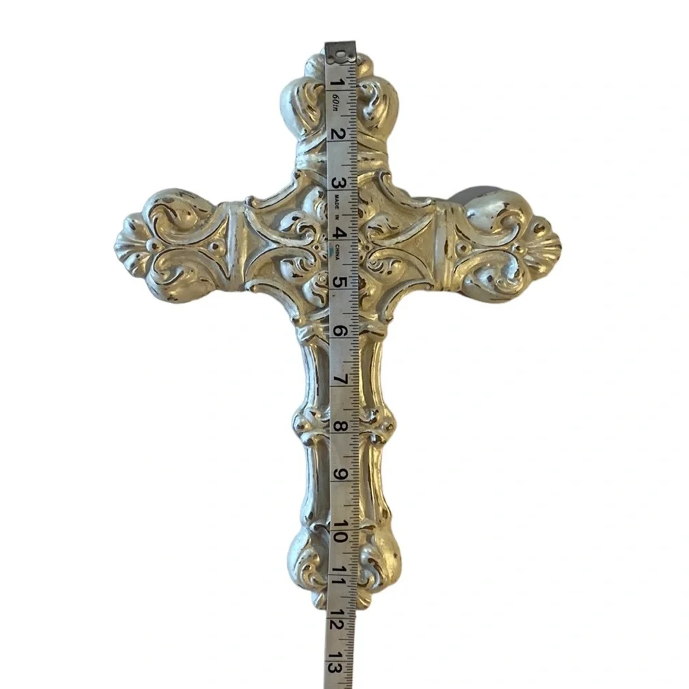 Beautiful White Wash Faux Cross Looks Vintage Spiritual Great Condition!
